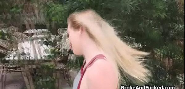  Flashing blonde on my dick outdoors